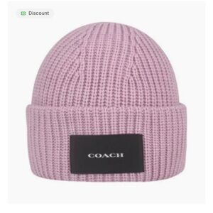 Coach Mauve Ribbed Beanie NWT